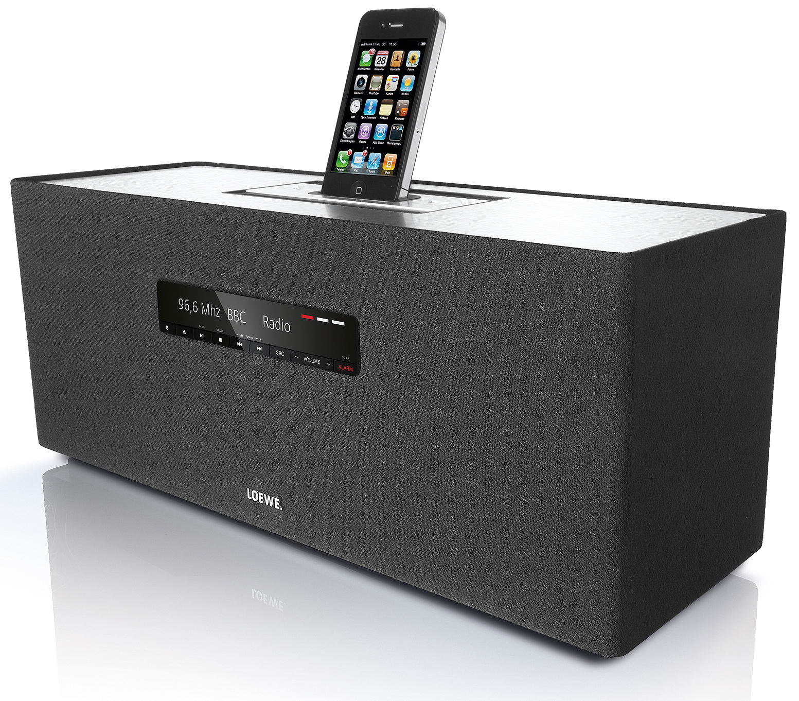 Купить loewe SoundBox - акустическая система для iPhoneiPod (Black) в  Москве в каталоге акустические системы с док-станцией с доставкой.  Характеристики, цены в интернет-магазине iCover.