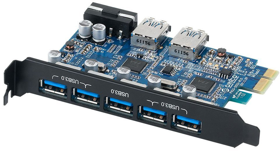 Расширение компьютера. USB контроллер ORICO pvu3-5o2i. Контроллер ORICO PCI-E pvu3-7u. USB 3.0 PCI. Плата расширения УСБ 3.0.