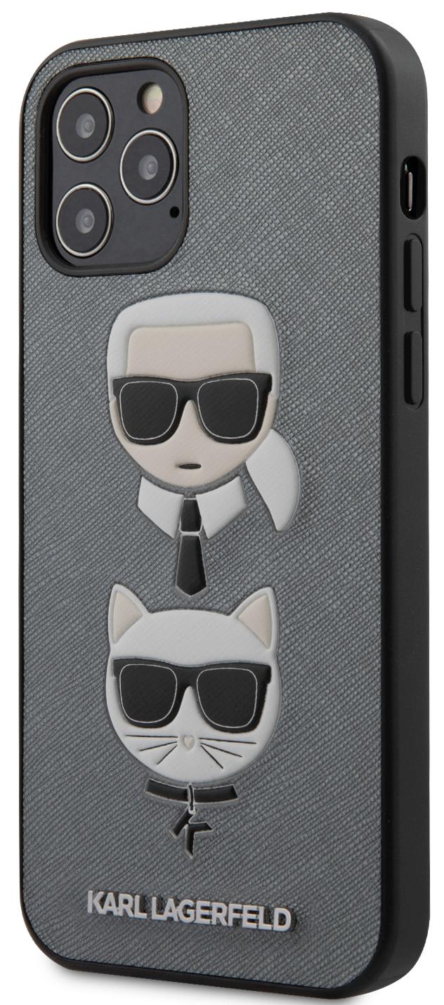 

Чехол Karl Lagerfeld PU Saffiano Karl and Choupette (KLHCP12MSAKICKCSL) для iPhone 12/12 Pro (Silver)