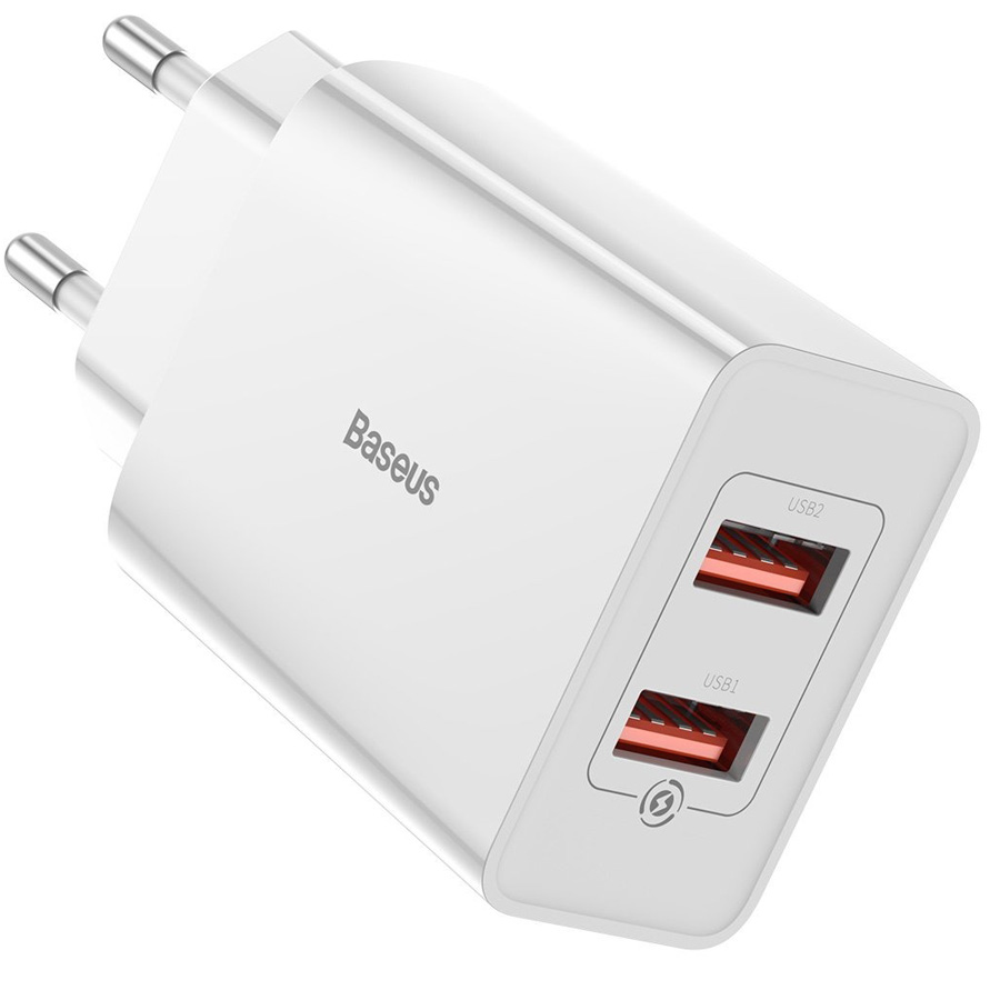 

Сетевое зарядное устройство Baseus Speed Dual USB-A CCFS-V02 (White)