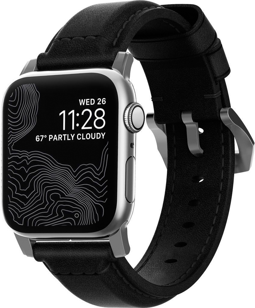 

Ремешок Nomad Traditional Strap (NM1A41ST00) для Apple Watch Series SE/6/2/3/4 42/44 mm (Black/Silver)