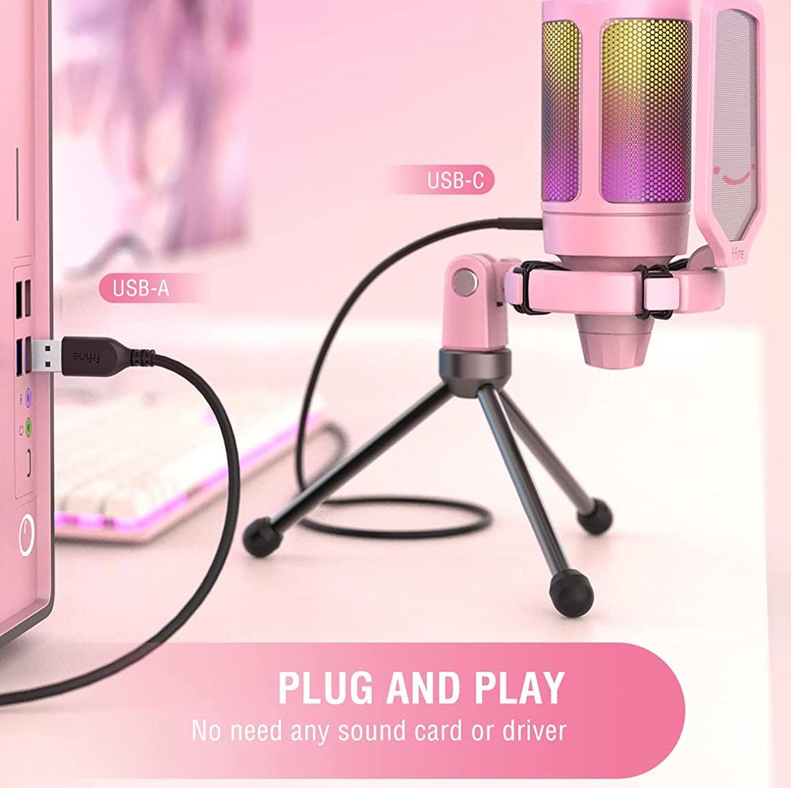 Конденсаторный USB-микрофон Fifine AmpliGame A6V (Pink) купить в интернет-магазине icover