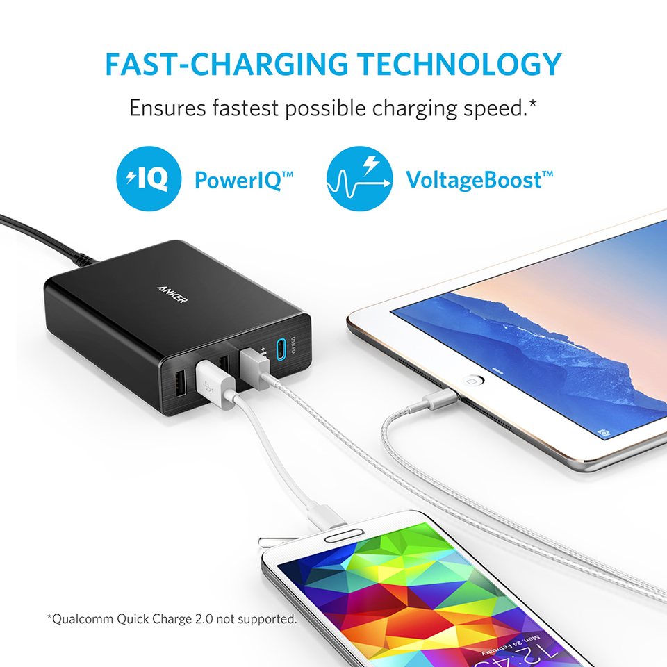 Купить сетевое зарядное устройство Anker PowerPort+ 5 USB-C A2053G11  (Black) в Москве в каталоге зарядных устройств сетевых с доставкой.  Характеристики, цены в интернет-магазине iCover.