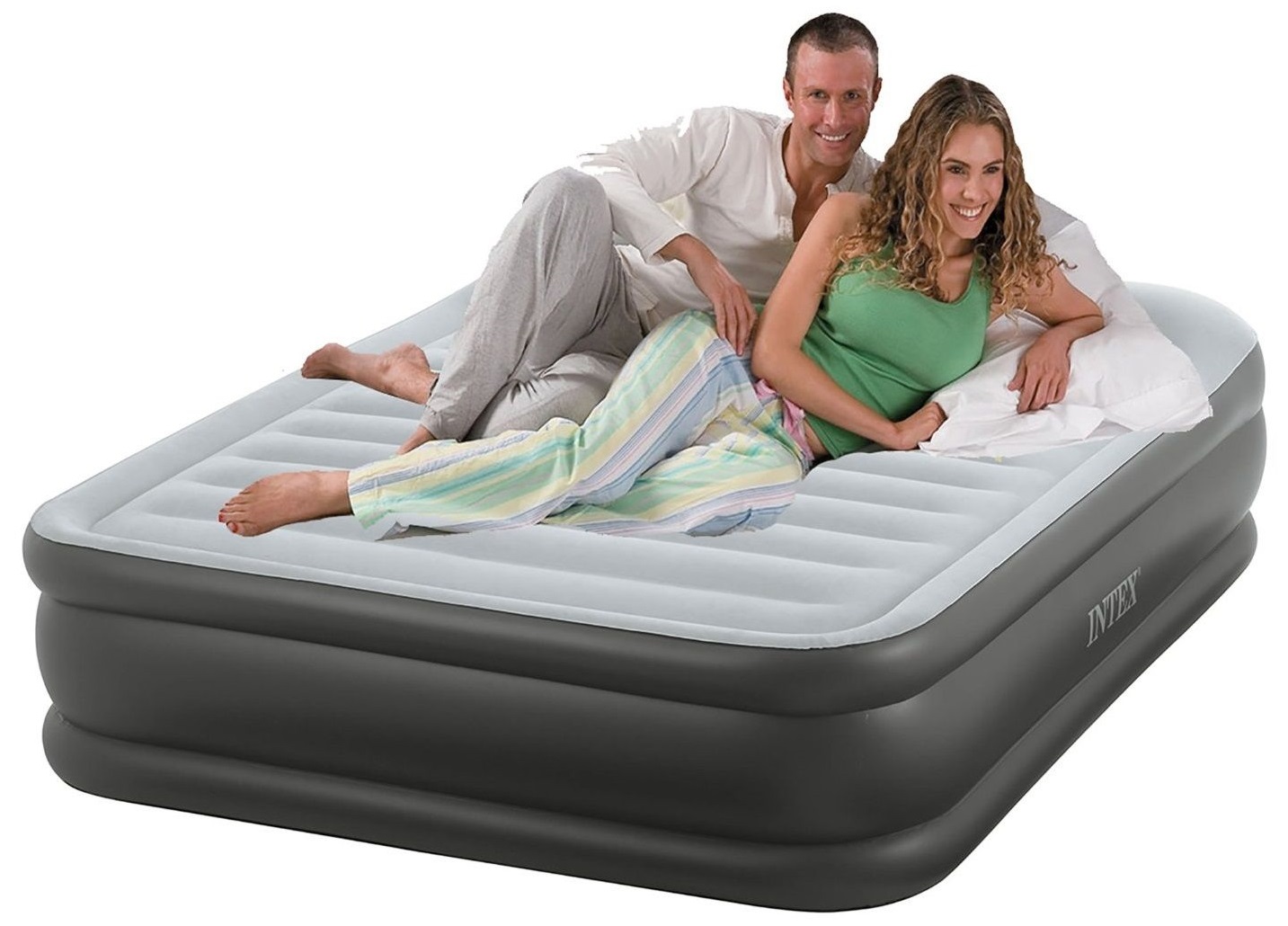 Купить intex Deluxe Pillow Rest Raised Bed (с64436) - надувной двуспальный  матрас со встроенным насосом (Grey) в Москве в каталоге надувных матрасов и  кроватей с доставкой. Характеристики, цены в интернет-магазине iCover.