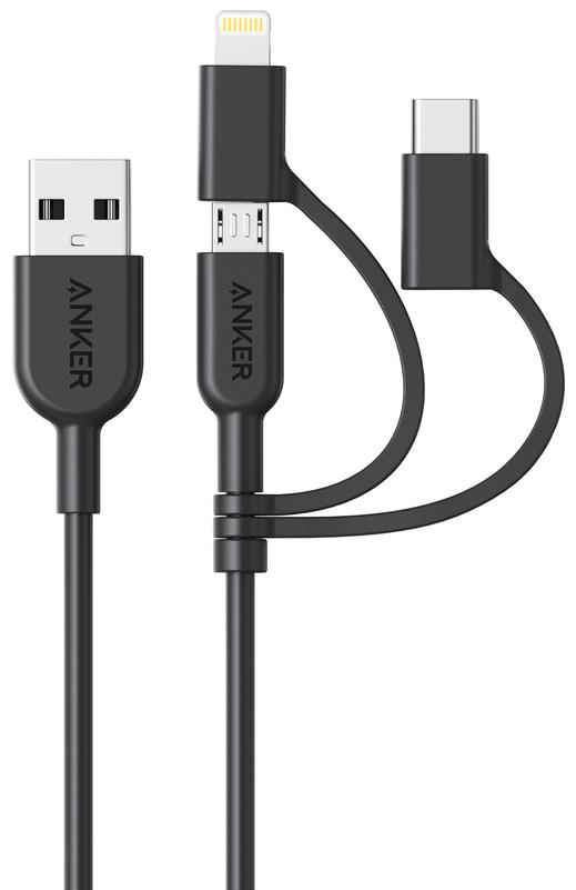 

Кабель Anker powerline II (A8436011) USB-A to USB-Type C/Lightning/MicroUSB (Black)