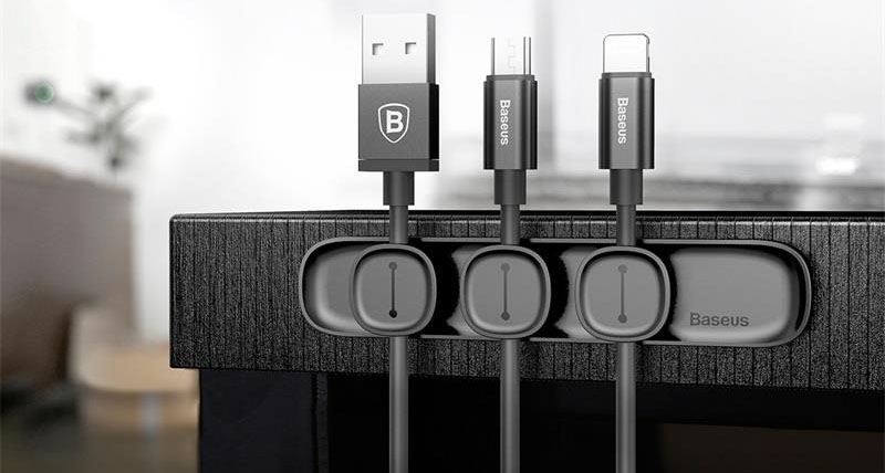 Держатель для проводов Baseus Peas Cable Clip (Black) купить в интернет-магазине icover