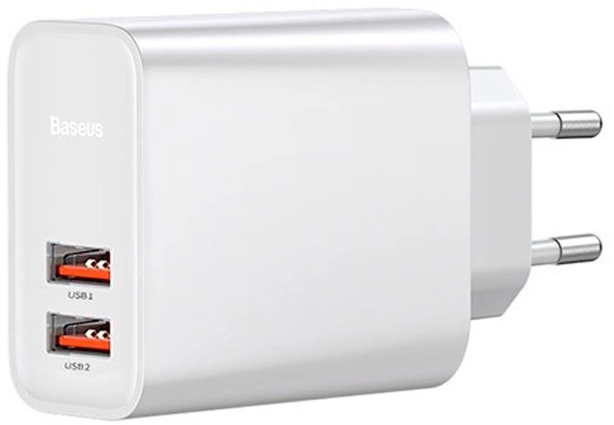 

Сетевое зарядное устройство Baseus Speed Dual USB-A CCFS-E02 (White)