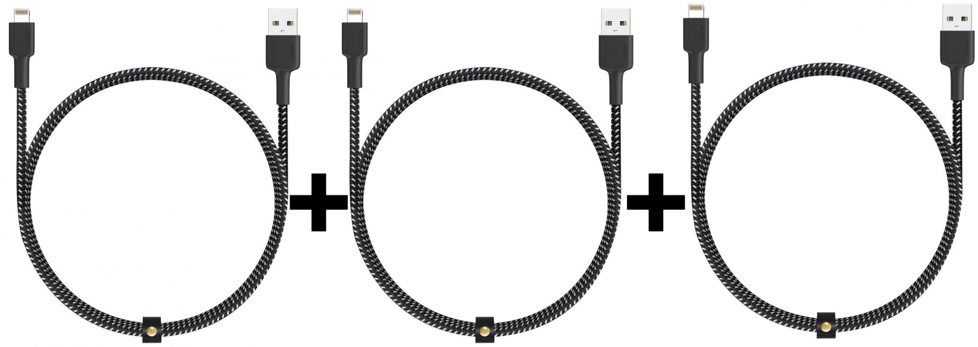 

Комплект кабелей Aukey CB-BAL3 USB to Lightning 1.2m 3 pack (Black/White), CB-BAL3