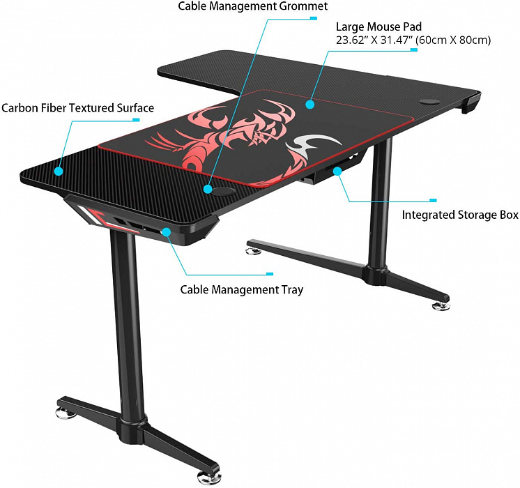 Компьютерный стол Eureka L60 (Black) купить в интернет-магазине icover