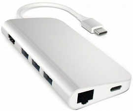 Мультипереходник Satechi Aluminum Type-C Multi-Port Adapter (Silver) купить в интернет-магазине icover