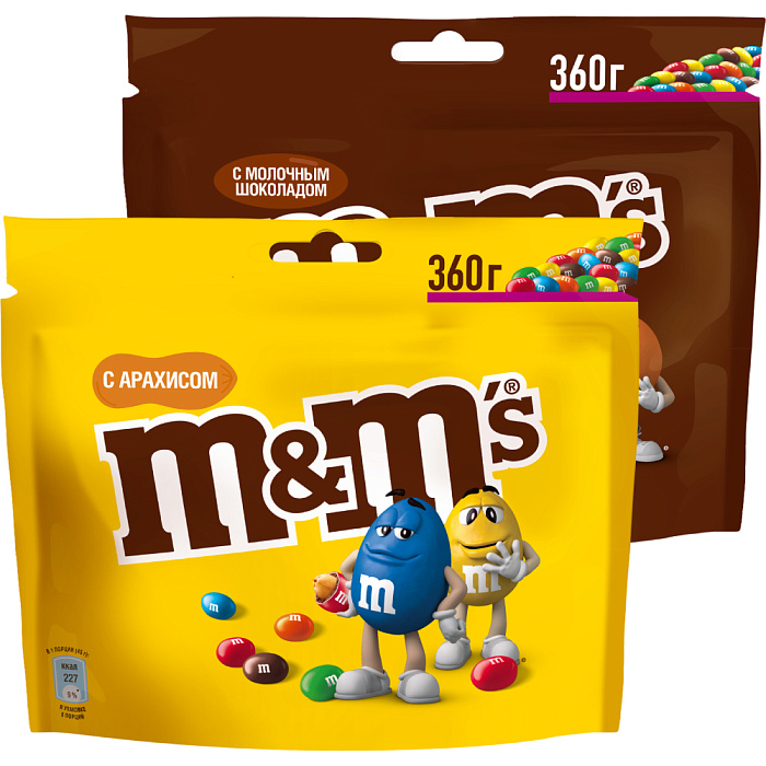 Ассорти DrageeMix драже M&M's Шоколад (1х360г), Арахис (1х360г) купить в интернет-магазине icover