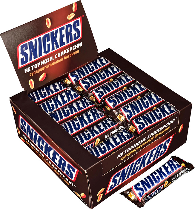 Шоколадный батончик Snickers , 50,5 г х 48 шт. купить в интернет-магазине icover