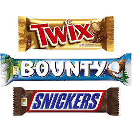 Ассорти BarsMix шоколадный батончик Snickers (50.5г), Bounty (55г.), TWIX (55г.) 8 шт. купить в интернет-магазине icover