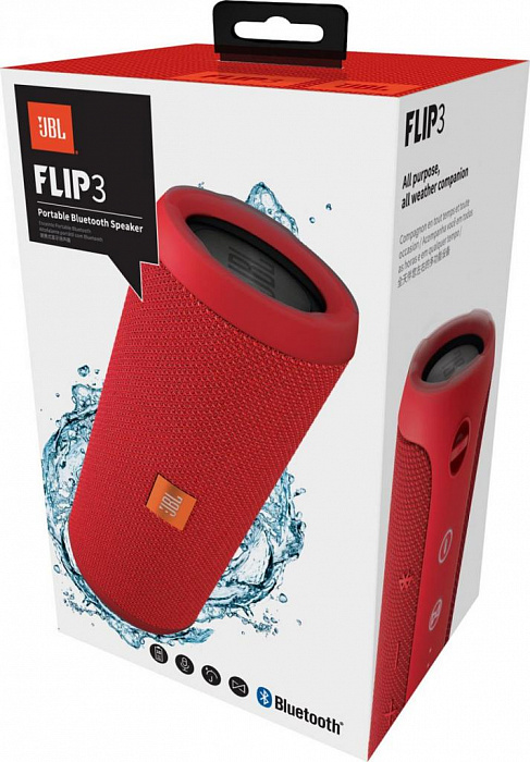 Портативная акустика JBL Flip 3 красная купить в интернет-магазине icover