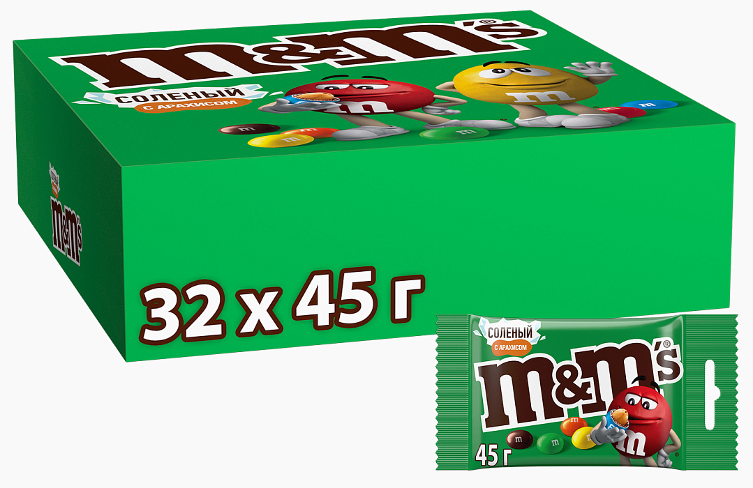 Драже M&M's с соленым арахисом, 45г х 32 шт. купить в интернет-магазине icover