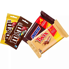 Ассорти Mix драже M&M's (2х45г) + Шоколадный батончик Snickers (4х40г), Twix (3х55г) купить в интернет-магазине icover