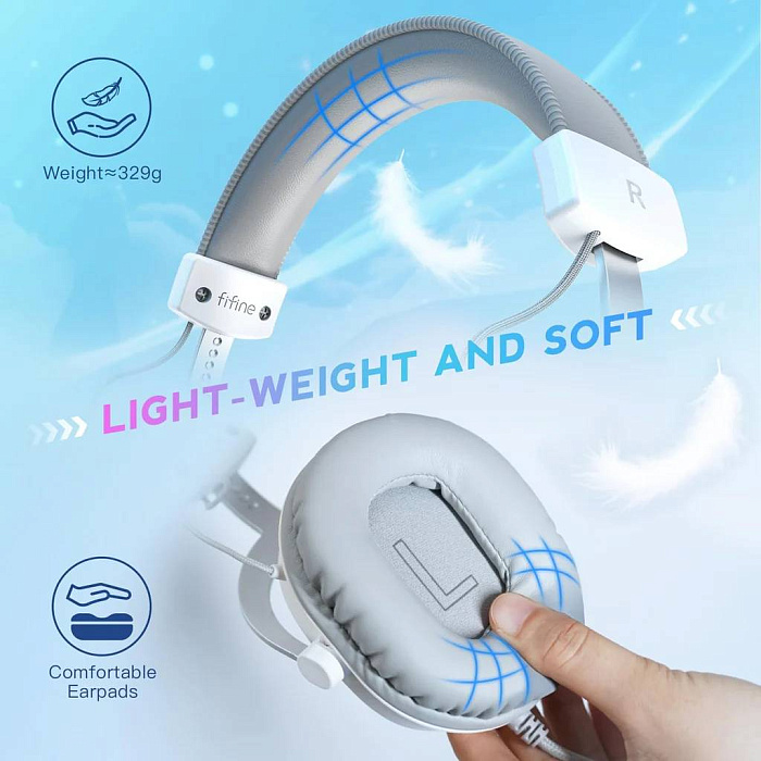 Игровые наушники Fifine H9 Gaming Headsets (White) купить в интернет-магазине icover