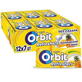 Жевательная резинка Orbit Refreshers освежающие кубики тропический вкус, без сахара, 16 г х 12 шт. купить в интернет-магазине icover