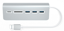 USB-хаб и картридер Satechi Aluminum USB 3.0 Hub & Card Reader ST-3HCRS (Silver) купить в интернет-магазине icover