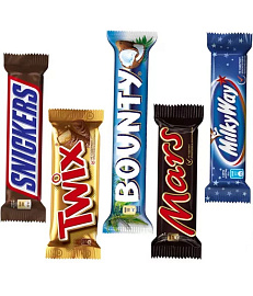 Ассорти BarsMix шоколадный батончик Bounty (2х55г), TWIX (2х55г), Snickers (2х50.5г), Mars (2х50г), Milky Way (2х26г) купить в интернет-магазине icover