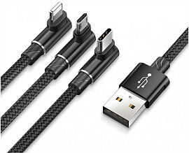 Кабель Baseus MVP 3-in-1 (CAMLT-WZ01) USB-A/Micro USB/Lightning/USB-C 1.2m (Black) купить в интернет-магазине icover