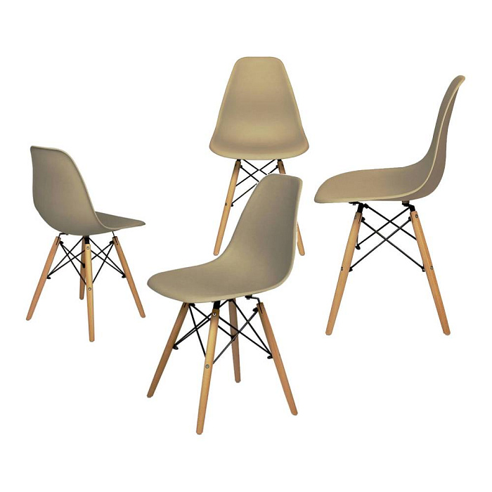 Комплект стульев RIDBERG DSW EAMES 4 шт. (Beige) купить в интернет-магазине icover