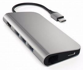 Мультипереходник Satechi Aluminum Type-C Multi-Port Adapter (Space Grey) купить в интернет-магазине icover