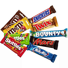 Ассорти BigMix драже M&M's (2х45г), Skittles (2х38г) + Шоколадный батончик Snickers (50.5 г), Twix (55г), Bounty (55г), Milky Way (36г), Mars (40.5г) купить в интернет-магазине icover