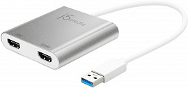 Переходник j5create Multi-Monitor Adapter (JUA365) USB 3.0 to Dual HDMI (Silver) купить в интернет-магазине icover