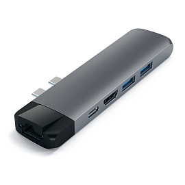 Хаб Satechi Aluminium Type-C Pro Hub Adapter with Ethernet (Space Grey) купить в интернет-магазине icover