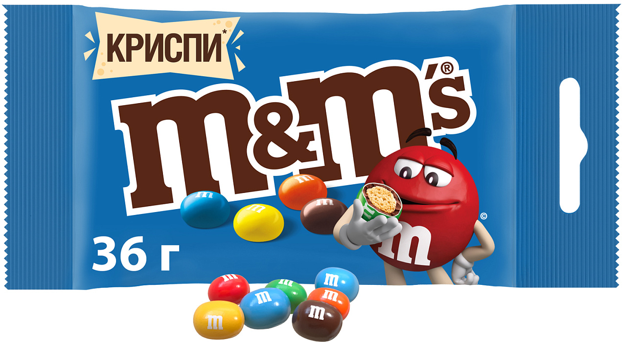 Драже M&M's Криспи драже с хрустящим центром, 36г х 32 шт. купить в интернет-магазине icover