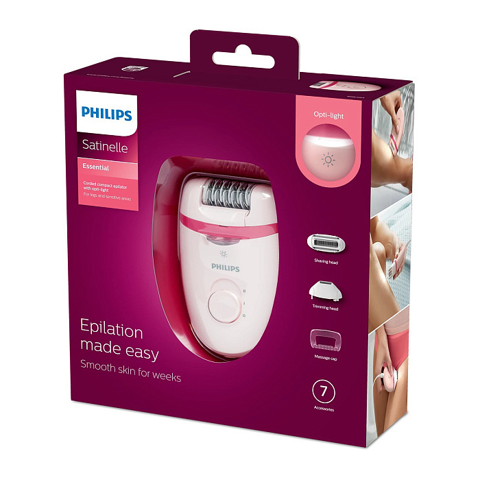 Эпилятор Philips Satinelle Essential BRE285/00 (Pink) купить в интернет-магазине icover