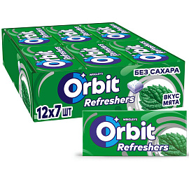 Жевательная резинка Orbit Refreshers, освежающие кубики со вкусом мяты, без сахара,16 г х 12 шт. купить в интернет-магазине icover