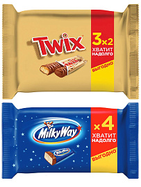 Ассорти BarsMix шоколадный батончик TWIX (6х55г), Milky Way (8х26г) купить в интернет-магазине icover