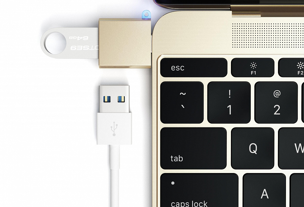 Адаптер Satechi USB-C Adapter ST-TCUAG (Gold) купить в интернет-магазине icover