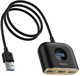 Хаб Baseus Square round (CAHUB-AY01) 4-in-1 USB HUB Adapter (Black) купить в интернет-магазине icover